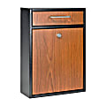 Mail Boss Locking Security Drop Box, 16-1/4"H x 11-1/4"W x 4-3/4"D, Black/Wood Grain