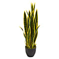Nearly Natural 33"H Sansevieria Artificial Plant, 33"H x 8"W x 8"D, Black/Green