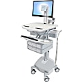 Ergotron StyleView Cart with LCD Pivot, LiFe Powered, 6 Drawers - 6 Drawer - 33 lb Capacity - 4 Casters - Aluminum, Plastic, Zinc Plated Steel - White, Gray, Polished Aluminum