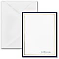 Custom Premium Stationery Flat Note Cards, 5-1/2" x 4-1/4", Thick And Thin, White, Box Of 25 Cards