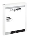 Just Basics® Basic View 3-Ring Binder, 1" D-Rings, 38% Recycled, White