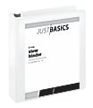 Just Basics® Basic View 3-Ring Binder, 2" D-Rings, 38% Recycled, White