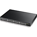 ZyXEL GS1900-48HP L2 Web Managed 48-Port GbE 170W PoE Rackmount Switch with 2 SFP, Total 50-Ports - 48 Ports - Web Managed - 48 x POE - 2 x Expansion Slots - 10/100/1000Base-T, 1000Base-X - Rack-mountable 1 thumbnail image