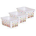 Teacher Created Resources Small Plastic Storage Bins, 7-3/4" x 11-3/8" x 5", Confetti, Pack Of 3 Bins