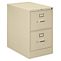 HON® H320 26-1/2"D Vertical 2-Drawer Legal-Size File Cabinet, Metal, Putty