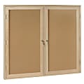 Bi-Office® Oak-Finish Enclosed Cork Bulletin Board, 2-Doors, 48" x 36"