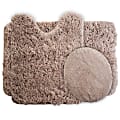 Lavish Home 3-Piece Super Plush Non-Slip Bath Mat Rug Set, Taupe