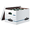 Bankers Box® Hang'N'Stor™ Standard-Duty Storage Box With Lift-Off Lid, Letter Size, 15 5/8" x 12 5/8" x 10", 60% Recycled, White/Blue