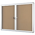 MasterVision™ Anodized Aluminum Frame Enclosed Cork Bulletin Board, 2 Doors, 36" x 48"