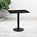 Flash Furniture Rectangular Laminate Table Top With Round Table Height Base, 31-3/16”H x 24”W x 30”D, Black