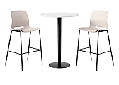 KFI Studios Proof Bistro Round Pedestal Table With Imme Barstools, 2 Barstools, Designer White/Black/Moonbeam Stools