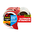 Scotch Heavy Duty Shipping Packing Tape, 4 Tape Rolls with Dispensers, 1 7/8 in x 54.6 yd, 3" Core, Designed for Packing, Shipping and Mailing, Guaranteed to Stay Sealed, Clear