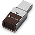 Verbatim Fingerprint Secure USB 3.0 Flash Drive - 64 GB - USB 3.0 - Silver - 256-bit AES - Lifetime Warranty - 1 Each 1 thumbnail image