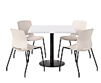 KFI Studios Proof Cafe Pedestal Table With Imme Chairs, Square, 29”H x 42”W x 42”W, Designer White Top/Black Base/Moonbeam Chairs