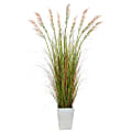Nearly Natural Grass 74”H Artificial Plant With Metal Planter, 74”H x 25”W x 25”D, Green/White