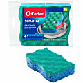 O-Cedar Scrunge Non-Scratch Scrub Sponge - 4.2" Width x 2.6" Depth x 4.2" Length - 2 / Pack - Cellulose, Synthetic Fiber - Multi, Blue, Green 1 thumbnail image
