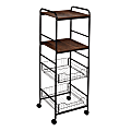 Honey Can Do 4-Tier Rolling Cart, 36” x 16”, Taupe