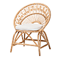 bali & pari Abriella Modern Bohemian Rattan Peacock Accent Chair, Natural Brown