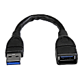 StarTech.com 6in Black USB 3.0 Extension Adapter Cable A to A - M/F - 6" USB Data Transfer Cable  - USB3EXT6INBK 1 thumbnail image