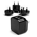 StarTech.com Travel USB Wall Charger - 2 Port - Black - Universal Travel Adapter - International Power Adapter - USB Charger