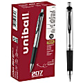 uni-ball® RT Gel Pens, 207™ Impact™, Bold Point, 1.0 mm, Gray Barrel, Black Ink, Pack Of 12