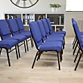 Flash Furniture HERCULES Series Church Accent Chair With Book Rack, Navy Blue Patterned Fabric/Goldvein Frame 1 thumbnail image