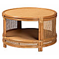 bali & pari Louis Modern Bohemian Rattan Round Coffee Table, 19"H x 30"W x 30"D, Natural Brown