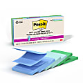 Post-it® 100% Recycled Paper Super Sticky Pop Up Notes, 420 Total Notes, Pack Of 6 Pads, 3” x 3”, Oasis Collection, 70 Notes Per Pad 1 thumbnail image