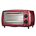 Brentwood 4-Slice Toaster Oven Broiler, 8-1/2"H x 9-1/2"W x 14-1/2"D, Red