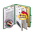 Smead® Pressboard Classification Folder with SafeSHIELD Fastener, 2 Dividers, Letter Size, 50% Recycled, Green 1 thumbnail image