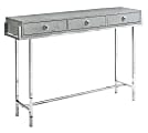 Monarch Specialties Hall Console Accent Table With 3 Drawers, Rectangular, Gray Cement/Chrome