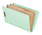 Pendaflex® Pressboard Classification Folders, 2-1/2" Expansion, 2 Dividers, 8 1/2" x 14", Legal, Light Green, Box of 1
