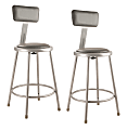 National Public Seating 6400 Series Vinyl-Padded Science Stools With Backrests, 24"H Seat, Gray, Pack Of 2 Stools