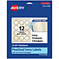 Avery® Pearlized Permanent Labels With Sure Feed®, 94608-PIP10, Starburst, 2-1/4", Ivory, Pack Of 120 Labels 1 thumbnail image