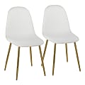 LumiSource Pebble Contemporary Dining Chairs, White/Gold, Set Of 2 Chairs