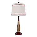 LumiSource Baseball Contemporary Table Lamps, 25-1/2”H, Oatmeal & Red Shade/Red Base, Set Of 2 Lamps