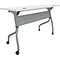 Lorell® Preference Series 48"W Flip-Top Training Table, White/Silver