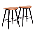 LumiSource Saddle Counter Stools, Black/Camel, Set Of 2 Stools 1 thumbnail image
