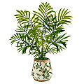 Nearly Natural Mini Areca Palm 18”H Artificial Plant With Vase, 18”H x 18”W x 13”D, Green/White 1 thumbnail image