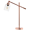 Lalia Home Vertically Adjustable Desk Lamp, 28"H, Clear Shade/Rose Gold Base