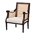 bali & pari Desmond Traditional French Fabric and Wood Accent Chair, Beige/Dark Brown