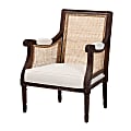 bali & pari Desmond Traditional French Fabric and Wood Accent Chair, Beige/Dark Brown 1 thumbnail image