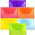 JAM Paper® Plastic Legal Booklet Envelopes, 9-3/4" x 14-1/2", Snap Closures, Assorted Colors, Pack Of 6 Envelopes