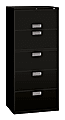 HON® Brigade® 600 36"W x 18"D Lateral 5-Drawer File Cabinet, Black 1 thumbnail image