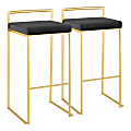 LumiSource Fuji Stackable Bar Stools, Gold/Black, Set Of 2 Stools