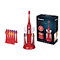 Pursonic S430 15-Piece Electric Sonic Toothbrush, 8"H x 3"W x 2"D, Red