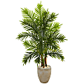 Nearly Natural Areca Palm 60”H Artificial Real Touch Tree With Planter, 60”H x 32”W x 21”D, Green/Sand