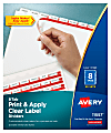 Avery® Customizable Index Maker® Dividers For 3 Ring Binder, Easy Print & Apply Clear Label Strip, 8 Tab, White, Pack Of 50 Sets