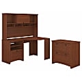 Bush Furniture Buena Vista Corner Desk With Hutch And Lateral File Cabinet, Serene Cherry, Standard Delivery