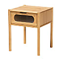 Baxton Studio Naresh Mid-Century Modern Transitional Bamboo Wood 1-Drawer End Table, 19-3/4”H x 15-3/4”W x 15-3/4”D, Natural Brown 1 thumbnail image